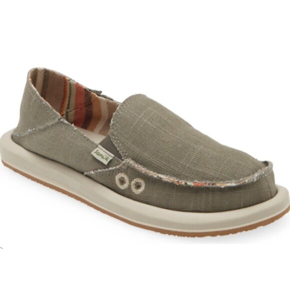 Sanuk DONNA HEMP Sidewalk Surfer Loafers 1157051 SMOKEY OLIVE Sz 10 NWOB - Picture 1 of 7